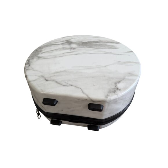 CALPAK Gray White Marble Hat Round Luggage Case w/ Strap - Picture 7 of 16